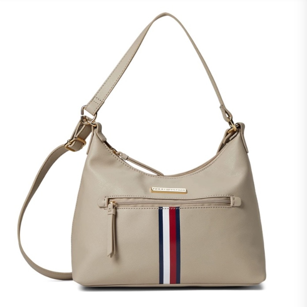 NWT Tommy Hilfiger Irene II Baquette Satchel Saffiano PVC Mid-size Purse Bag